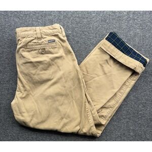Eddie Bauer Legend Wash Flannel Lined Pants Mens 36x30 Beige Khaki Heavyweight